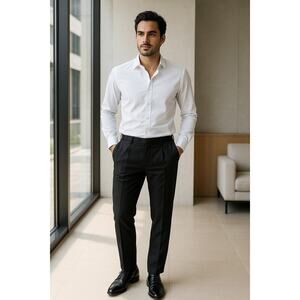 The Kooples Men’s Black Wool Dress Pants NWT Size 48 Slim Fit Satin Trim $375